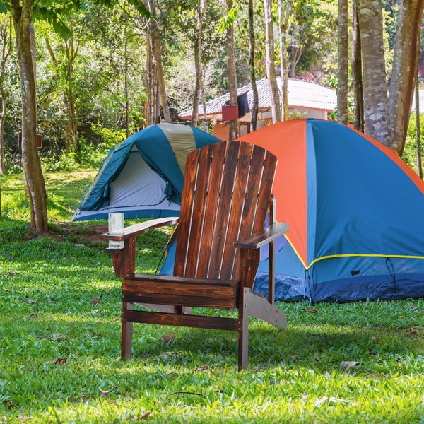 English Elm Outsunny Wooden Adirondack Chair - Classic Outdoor Lounge With Cup Holder For Patios & Gardens W2225P200899-GIGA