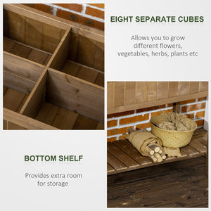 English Elm Outsunny 43In Raised Garden Bed With 8 Pockets & Bottom Shelf – Ergonomic Wooden Planter For Herbs & Veggies W2225P217235-GIGA