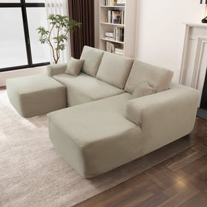 English Elm 105.7"cloud U-shaped Sectional Corduroy Sofa Deep Lounge Seating for Living Room W3975S00024