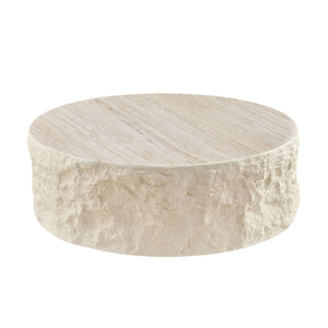 English Elm 35.43''Fiberglass Round Coffee Table with Imitation Stone Top, No Assembly, Waterproof Durable Design W2582P250694