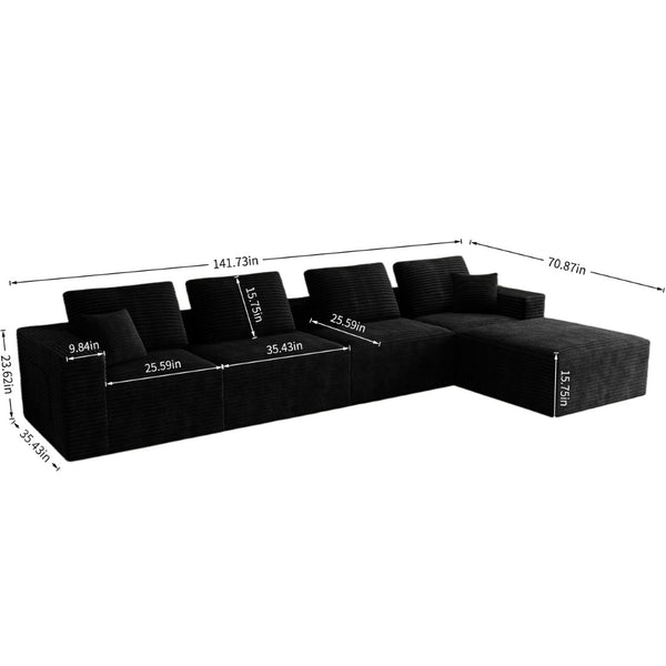 English Elm 118.1*68.9"modular Six Piece Corduroy Sectional Sofa No Assembly Plush Living Room W3819S00138