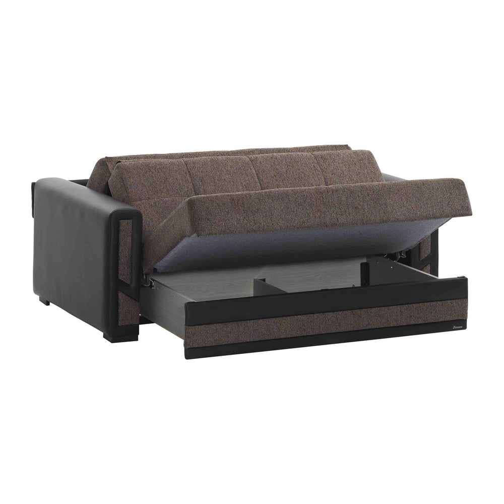 English Elm PrimeNest PluseCraftmax Upholstered Convertible Loveseat with Storage, Chenille Sleeper for Small Spaces Brown B030P281811