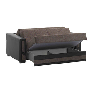 English Elm PrimeNest PluseCraftmax Upholstered Convertible Loveseat with Storage, Chenille Sleeper for Small Spaces Brown B030P281811