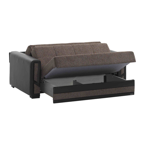 English Elm PrimeNest PluseCraftmax Upholstered Convertible Loveseat with Storage, Chenille Sleeper for Small Spaces Brown B030P281811