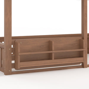English Elm Full Bunk Bed with Trundle Bookshelf Storage Pine Frame Car Design for Kids W1580S00521