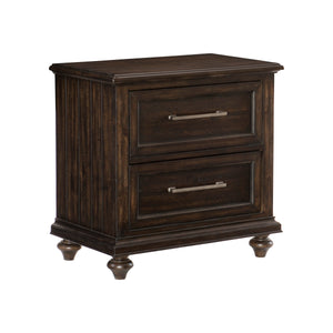 English Elm Solid Cardano Nightstand Driftwood Charcoal Finish 2-Drawer Transitional Solid Wood Accent Table with Pewter Hardware B011P208529