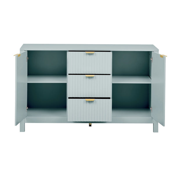 English Elm U_Style Modern Wave-Front Sideboard - 3 Adjustable Shelves, Soft-Close Doors & Metal Handles, 3 Colors N711P269066C-GIGA