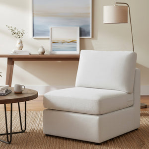 English Elm Chauncy Armless Chair - Elegant Ivory Slipper Chair With Performance Fabric & Compact Design B050P410800