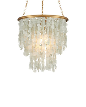 Currey & Company Verre De Mer Small Chandelier - Ocean-inspired Glass Lighting Fixture With Adjustable Height & Glow Gold Glass ,Wrought Iron 9000-1317-currey-company