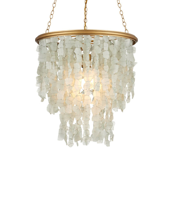 Currey & Company Verre De Mer Small Chandelier - Ocean-inspired Glass Lighting Fixture With Adjustable Height & Glow Gold Glass ,Wrought Iron 9000-1317-currey-company