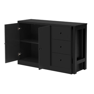 English Elm U_style Extendable Wooden Sideboard with 3 Drawers and 2 Doors for Entryway Living Room N711P334768B