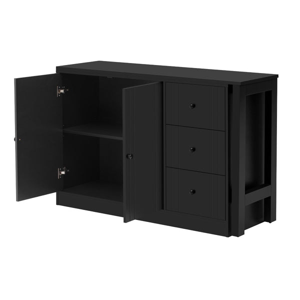 English Elm U_style Extendable Wooden Sideboard with 3 Drawers and 2 Doors for Entryway Living Room N711P334768B