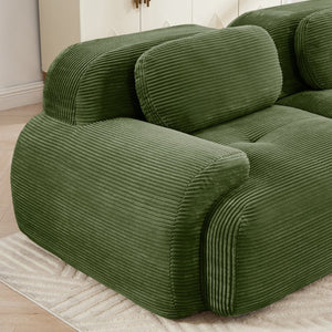 English Elm L-shaped Modular Corduroy Sectional Sofa Ergonomic Low Profile Living Room Seating Olive Green W714S01258
