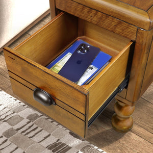 English Elm Solid Wood End Table - Vintage-Style Narrow Nightstand With Drawer For Small Spaces, Easy Assembly! W1202P176736-GIGA