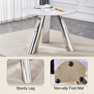 English Elm 42" Luxury Sintered Stone Table: Modern Minimalist Design With Durable Top, Steel Legs & Heat Resistance W1512S00128