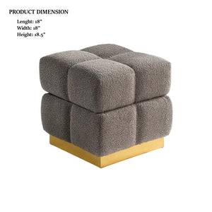 English Elm Contemporary Plush Pleated Round Ottoman Stool with Gold Trim Base, Velvet-Like Accent Seat for Living Room Charcoal 19 L x 19 W x 19 H B2741P388382