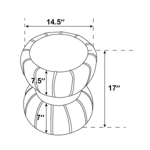 English Elm Round Velvet Upholstered Ottoman with Gold Band, Hourglass Design, Piped Velvet Seat for Extra Seating and Footrest B016P383643