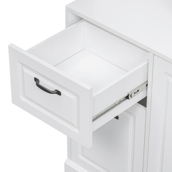 English Elm Bathroom Tall Storage Cabinet with Tilt-Out Hamper, 70.9" Linen Tower, 2 Drawers, Adjustable Shelves, White Finish N725P278420K