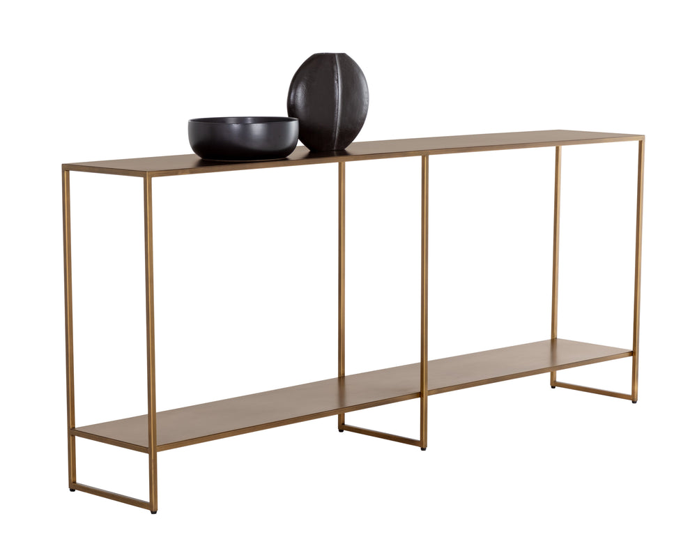 Sunpan Eiffel Console Table – Elegant Metal Design with Classic Style Perfect for Your Living Space Decor Antique Brass