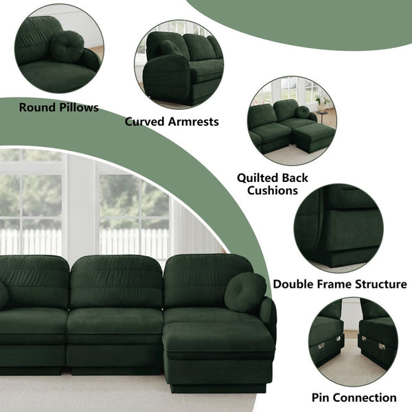 English Elm Chenille Cloud Loveseat with Quilted Back Cushions Deep Foam Seat Modern Living Room Sofa Green W714S01765