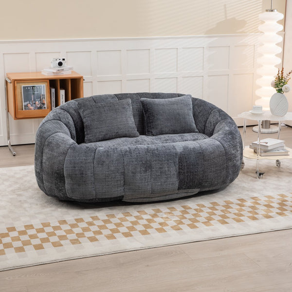 English Elm Bean Bean Bag Sofa High-Density Memory Foam Two-Seater Lounger High Back Chenille Cozy Support Gray W395P181439