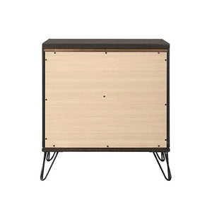 English Elm 2 Drawer Nightstand Curved Front Dovetail Joinery Iron Legs Felt Lined Bedroom B016P256424