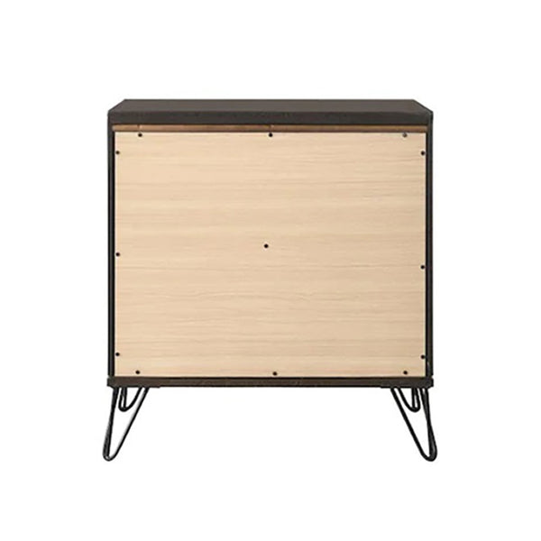 English Elm 2 Drawer Nightstand Curved Front Dovetail Joinery Iron Legs Felt Lined Bedroom B016P256424