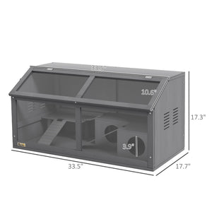 English Elm Pawhut Wooden Hamster Cage With Suspension Bridge & Ladders - Cozy Small Animal Habitat, 33.5" X 18" W2225P200728-GIGA