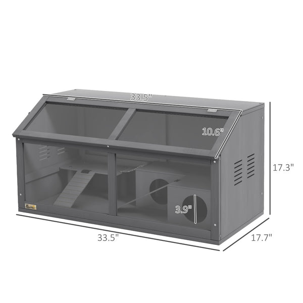 English Elm Pawhut Wooden Hamster Cage With Suspension Bridge & Ladders - Cozy Small Animal Habitat, 33.5" X 18" W2225P200728-GIGA