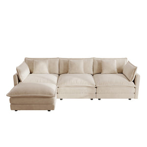 English Elm Free Modular Chenille Sectional Sofa with Reversible Ottoman for Spacious Living Rooms W714S00902