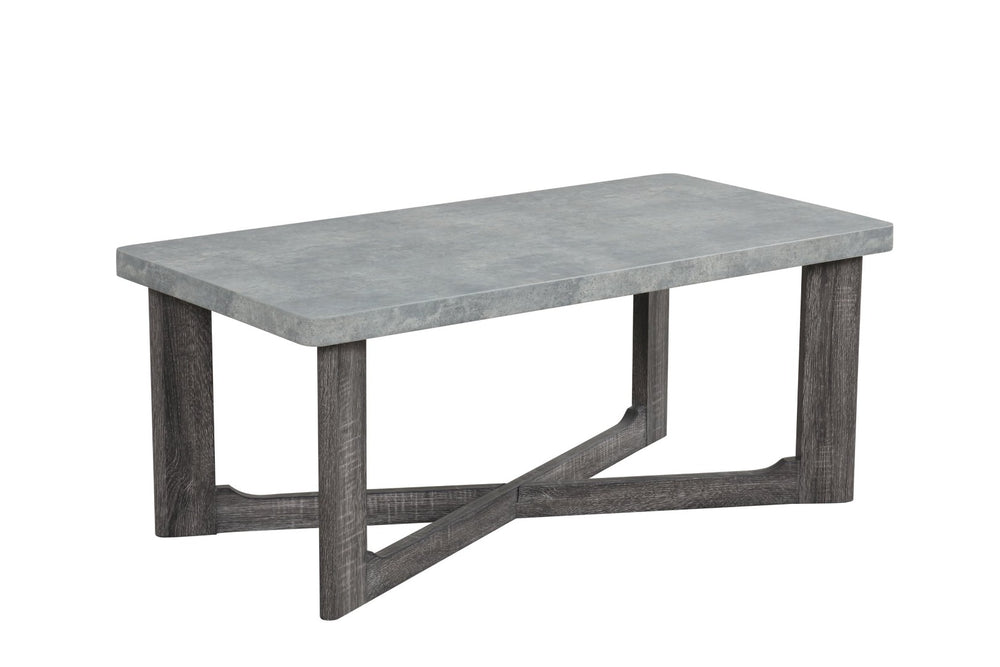 English Elm 3pc Faux Marble Top Coffee and End Table Set with Cross-leg Base in Gray B011P427925