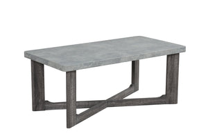 English Elm 3pc Faux Marble Top Coffee and End Table Set with Cross-leg Base in Gray B011P427925