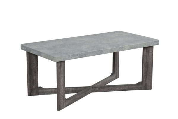 English Elm 3pc Faux Marble Top Coffee and End Table Set with Cross-leg Base in Gray B011P427925