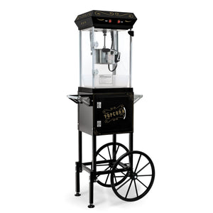 English Elm 6oz Retro Theater Popcorn Popper Cart with Stainless Kettle for Game Room Fun Black W2841P272024
