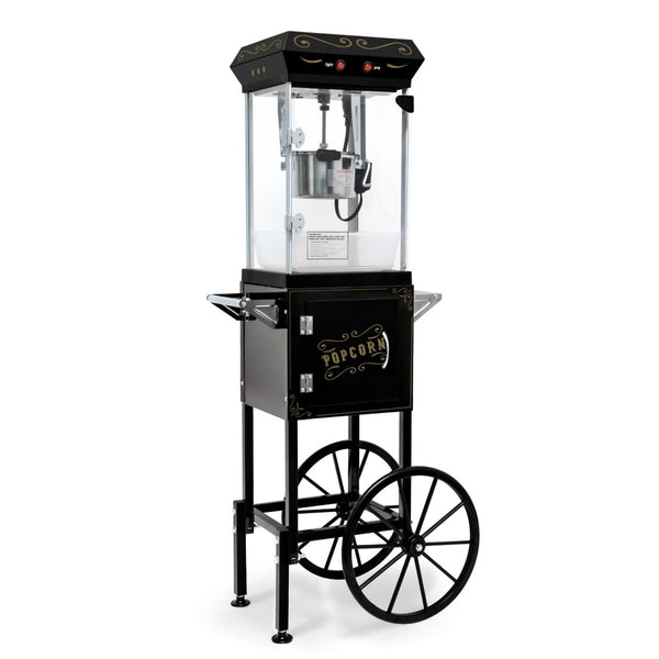 English Elm 6oz Retro Theater Popcorn Popper Cart with Stainless Kettle for Game Room Fun Black W2841P272024