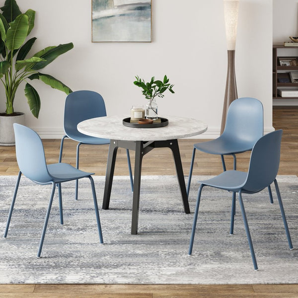 English Elm Modern Molded Plastic Stackable Dining Chairs Set of 4 with Slim Metal Legs Indoor Outdoor T3623P433664