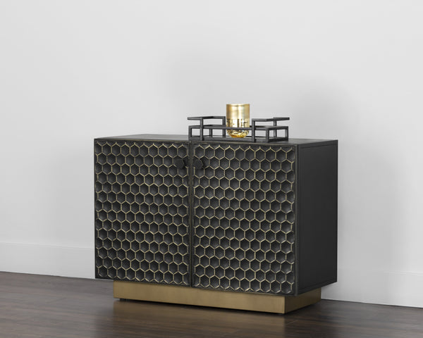 Sunpan Hive Sideboard - Handcrafted Artisan Design with Unique Honeycomb Pattern and Brass Accents Small - 41W x 18.5D x 30H