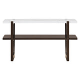 English Elm Trexm Retro Elegant Console Table With Marble-Effect Top and Versatile Storage Solutions For Entryway and Living Room (Espresso)