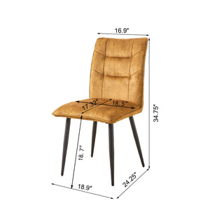 English Elm Modern Velvet Dining Chairs Set Of 2 - Stylish Mustard Yellow Cushions With Durable Iron Frames N842P284569Y