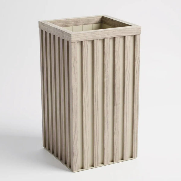 English Elm Square Grove Tall Column Aluminum Planter Warm Wood-tone Finish for Patio or Entryway Ash Brown B2755P462198