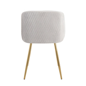 English Elm Fran Pleated Waves Modern Dining Chairs Set Of 2 In Soft Silver Velvet & Gold Metal - Luxurious Comfort B202P223532