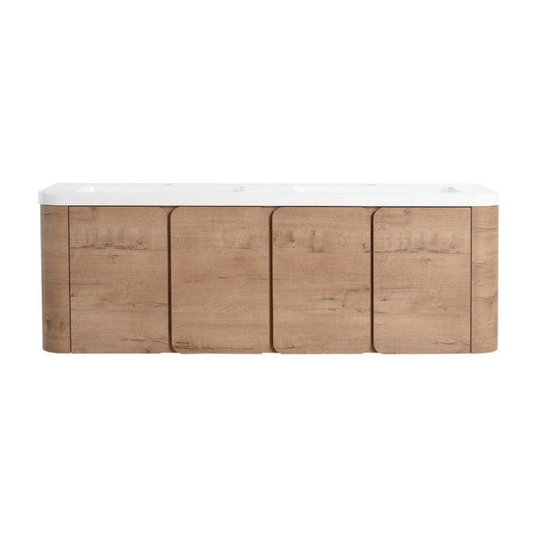 English Elm 60" Freestanding Double Sink Bathroom Vanity with Soft-close Doors and Three Drawers W999S00508