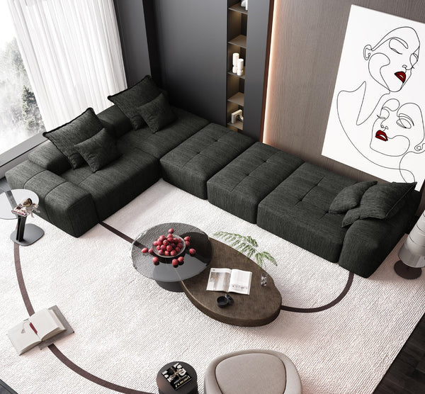 English Elm Modern Oversized Modular Sectional Sofa In Sparkling Chenille With 6 Pillows, No Assembly Needed! W1885S00074