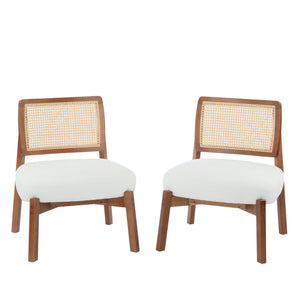 English Elm Christopher Knight Home® - [Set of 2] Modern Lounge Chair with Polyester Upholstery and Solid Wood Base — Minimalist Comfort for Home Beige,Walnut N767P241728B