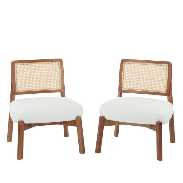 English Elm Christopher Knight Home® - [Set of 2] Modern Lounge Chair with Polyester Upholstery and Solid Wood Base — Minimalist Comfort for Home Beige,Walnut N767P241728B