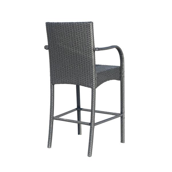 English Elm Christopher Knight Home® - CASCADA Outdoor Wicker Barstools Set of 2 — Durable Powder-Coated Iron Frame, Handcrafted Faux Rattan Lounge Grey 64901.00GRY