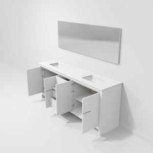 English Elm White Double Bath Vanity Set With 80" Quartz Top, 70" Mirror, Soft-Close Drawers & Ample Storage B2731S01507-GIGA