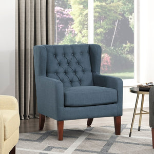 English Elm Classic Wingback Button-tufted Accent Chair Plush Foam Seat Solid Wood Legs Formal Style B011P419468