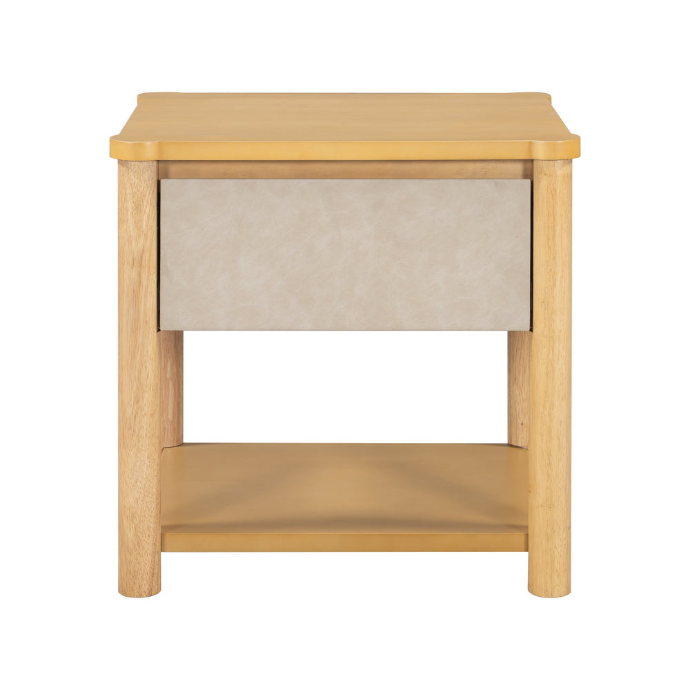 English Elm Christopher Knight Home® - Wood Nightstand with Drawer Set of 2 — Modern Farmhouse Bedside Tables, Open Shelf Storage, Durable Design Natural+Beige N770P345998N