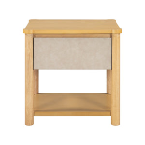 English Elm Christopher Knight Home® - Wood Nightstand with Drawer Set of 2 — Modern Farmhouse Bedside Tables, Open Shelf Storage, Durable Design Natural+Beige N770P345998N